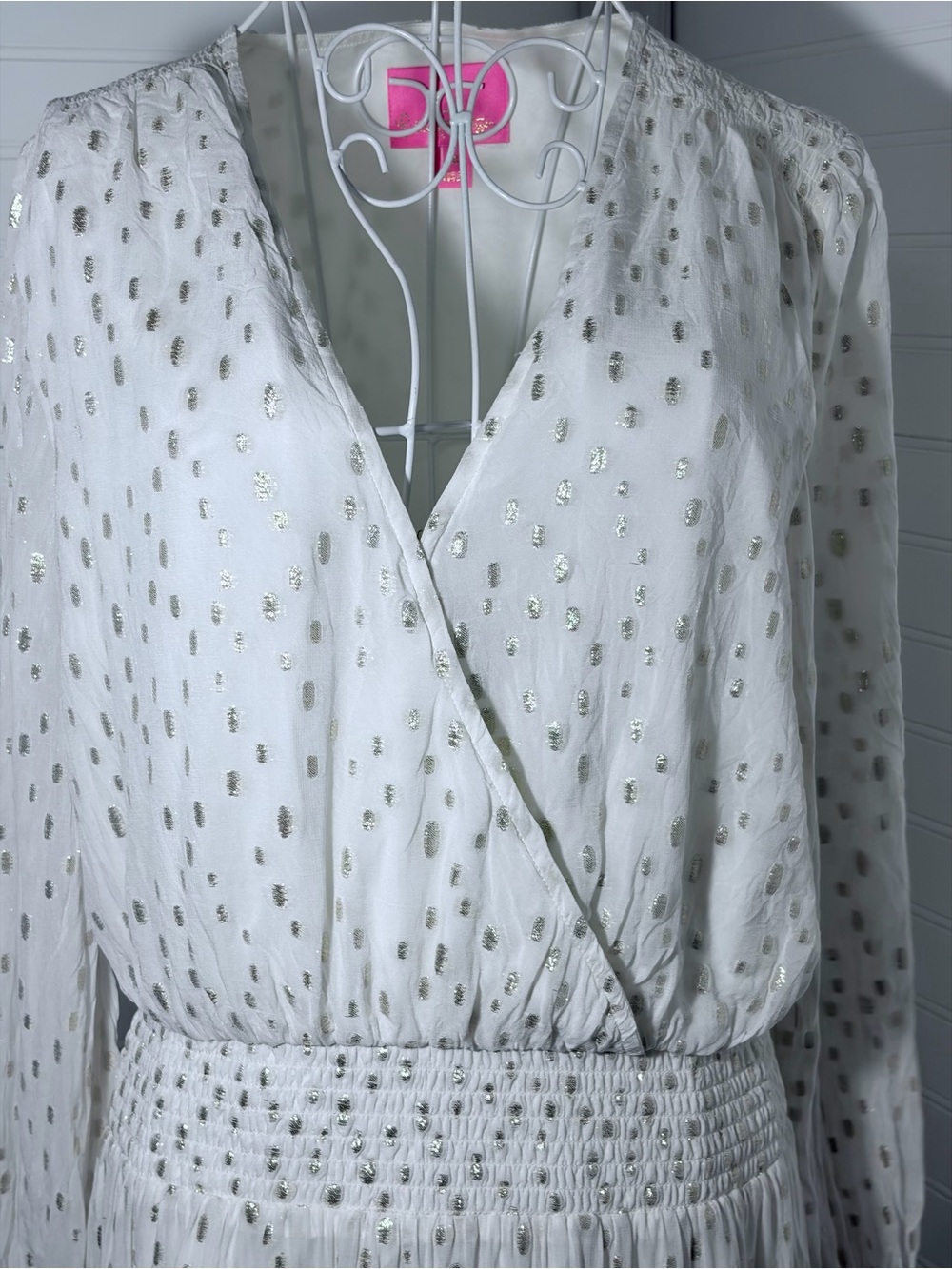 Lilly Pulitzer Ivory Dress with Gold Metallic Dot Detail - Picture 9 of 14